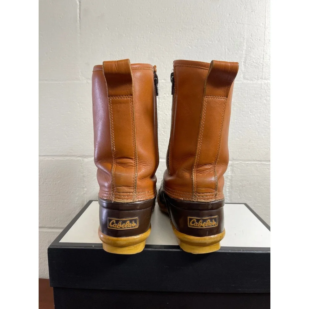 Cabela's Duck Boots Brown Leather Rubber Steel Shank Thinsulate‎ Pull On Men's 9
